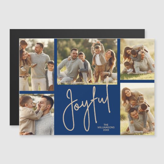 JOYFUL Christmas Photo Collage Magnetic Cards (正面/裏面)