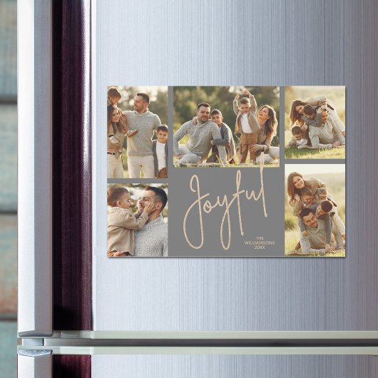 JOYFUL Christmas Photo Collage Magnetic Cards