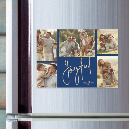 JOYFUL Christmas Photo Collage Magnetic Cards