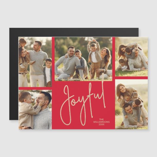 JOYFUL Christmas Photo Collage Magnetic Cards (正面/裏面)