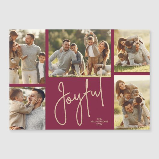 JOYFUL Christmas Photo Collage Magnetic Cards (正面)