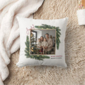 Joyful Christmas Photo Frame Family Throw Pillow クッション (ブランケット)