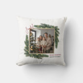 Joyful Christmas Photo Frame Family Throw Pillow クッション (正面)