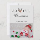 Joyful Christmas Reindeer Holiday Photo Card 招待状 (正面)