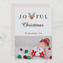 Joyful Christmas Reindeer Holiday Photo Card
