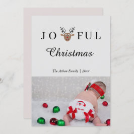 Joyful Christmas Reindeer Holiday Photo Card 招待状
