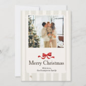 Joyful Christmas Ribbon Bow Family Photo Holiday C シーズンカード (正面)