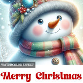 Joyful Christmas snowman festive watercolor card シーズンカード