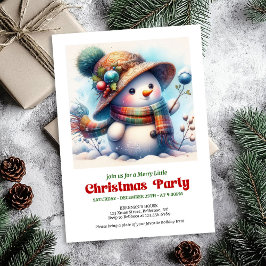 Joyful Christmas snowman invite kids party digital 招待状