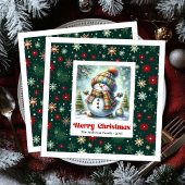 Joyful Christmas Snowman Napkins Editable Custom 