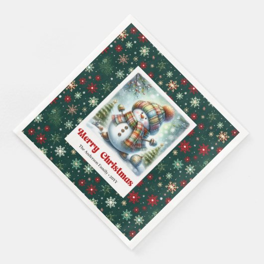 Joyful Christmas Snowman Napkins Editable Custom  (コーナー)