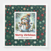 Joyful Christmas Snowman Napkins Editable Custom  (正面)