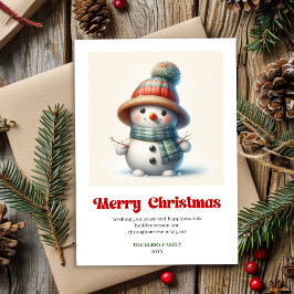 Joyful Christmas snowman watercolor holiday card シーズンカード