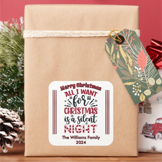 Joyful Christmas Stickers for Holidays スクエアシール (クリスマス)