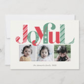 Joyful Christmas Three Photo Red Green シーズンカード (正面)