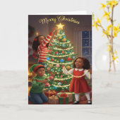 Joyful Christmas Tree Moments – Kids Holiday Card カード (黄色い花)