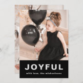 Joyful Christmas Two Photo Black and Silver シーズンカード (正面/裏面)