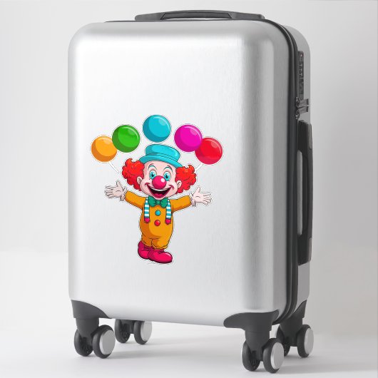 Joyful Clown With Balloons Celebrating Birthday シール (スーツケース)
