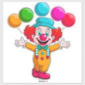 Joyful Clown With Balloons Celebrating Birthday シール (シート)