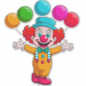 Joyful Clown With Balloons Celebrating Birthday シール (正面)