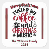 Joyful Coffee Vibes Holiday Stickers スクエアシール (正面)