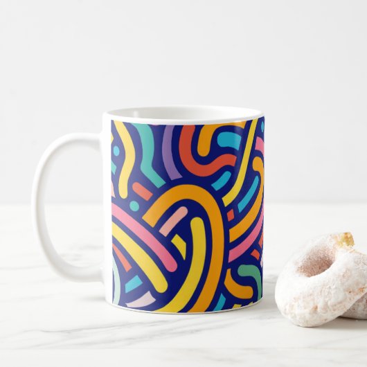 Joyful Color Pattern Mug コーヒーマグカップ (ドーナツ)