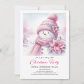 Joyful Coquette Snowman Editable Christmas Invite 招待状 (正面)