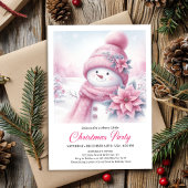 Joyful Coquette Snowman Editable Christmas Invite  招待状