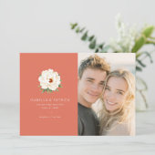 Joyful Coral Floral Wedding Invitation セーブザデート (スタンド正面)