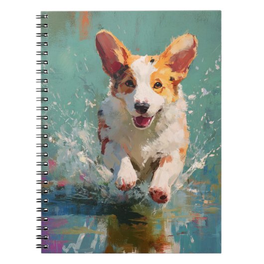 Joyful Corgi Splash Notebook ノートブック (正面)