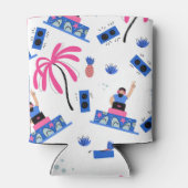 Joyful DJ、トロピカルビーチパターン。 缶クーラー (裏面)