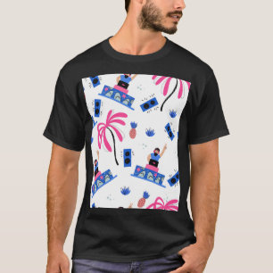 Joyful DJ、トロピカルビーチパターン。 Tシャツ