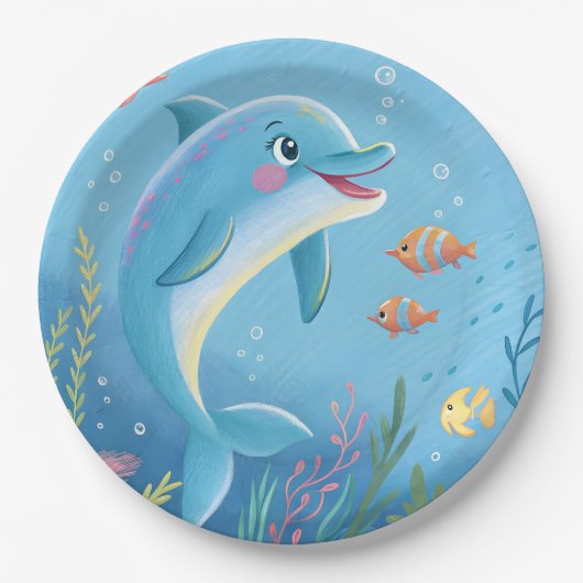 Joyful Dolphin Moments ペーパープレート (正面)