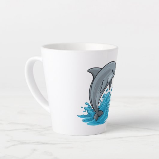 Joyful Dolphin Splash - Latte Mug カフェラテマグ (左アングル)