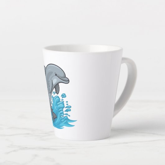 Joyful Dolphin Splash - Latte Mug カフェラテマグ (右アングル)