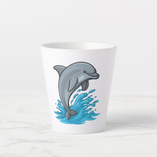 Joyful Dolphin Splash - Latte Mug カフェラテマグ (正面)