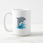 Joyful Dolphin Splash - Mug コーヒーマグカップ (左)