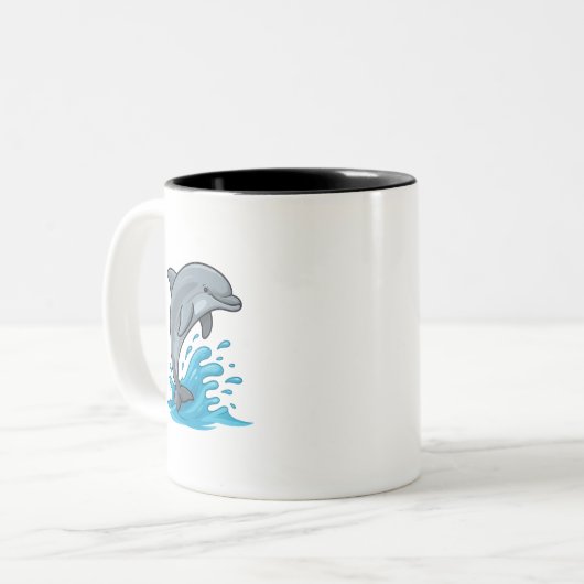 Joyful Dolphin Splash - Mug ツートーンマグカップ (正面左)
