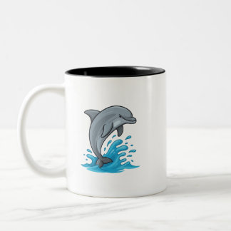 Joyful Dolphin Splash - Mug ツートーンマグカップ