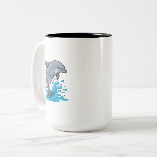 Joyful Dolphin Splash - Mug ツートーンマグカップ (正面左)