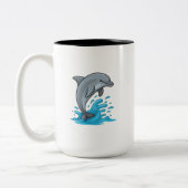 Joyful Dolphin Splash - Mug ツートーンマグカップ (左)
