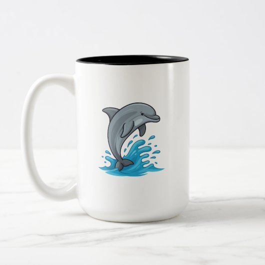 Joyful Dolphin Splash - Mug ツートーンマグカップ (左)