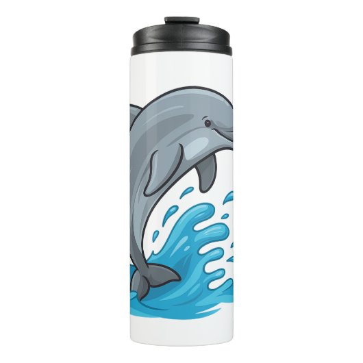 Joyful Dolphin Splash - Thermal Tumbler タンブラー (正面)
