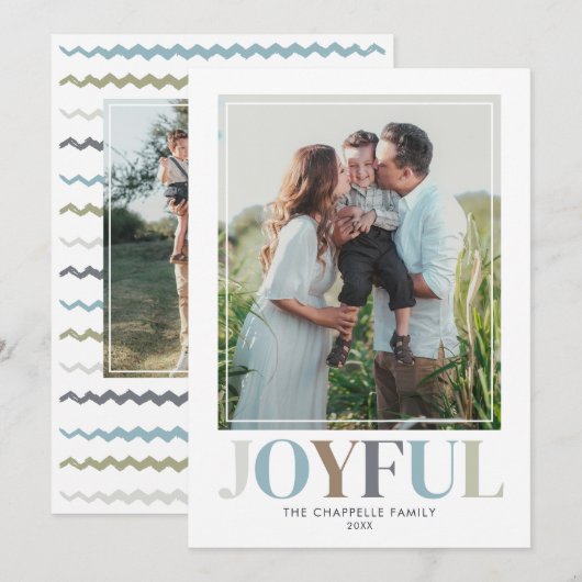 Joyful Double Photo Christmas シーズンカード (正面/裏面)