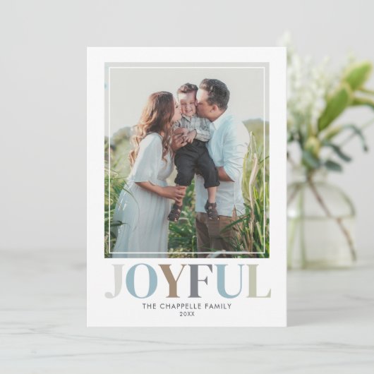 Joyful Double Photo Christmas シーズンカード (スタンド正面)