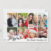 Joyful Eight Photo Elegant Black & White Christmas シーズンカード (正面)