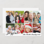 Joyful Eight Photo Elegant Black & White Christmas シーズンカード (正面/裏面)