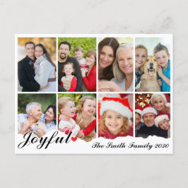 Joyful Eight Photo Elegant Black & White Christmas シーズンポストカード