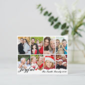 Joyful Eight Photo Elegant Black & White Christmas シーズンポストカード (スタンド正面)
