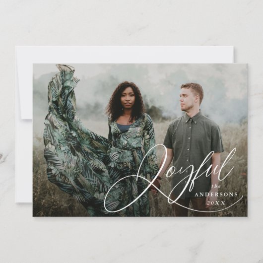 Joyful Eleganceスクリプトフォトホリデーカード シーズンカード (正面)